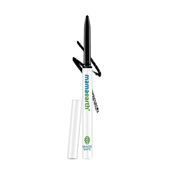 Mamaearth Long Stay Kajal Black Retractable Waterproof, with Vitamin C & Chamomile, Charcoal Black, Matte Finish.