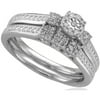 Forever Bride 1/5 Carat T.W. Three-Stone Diamond Sterling Silver Bridal Set