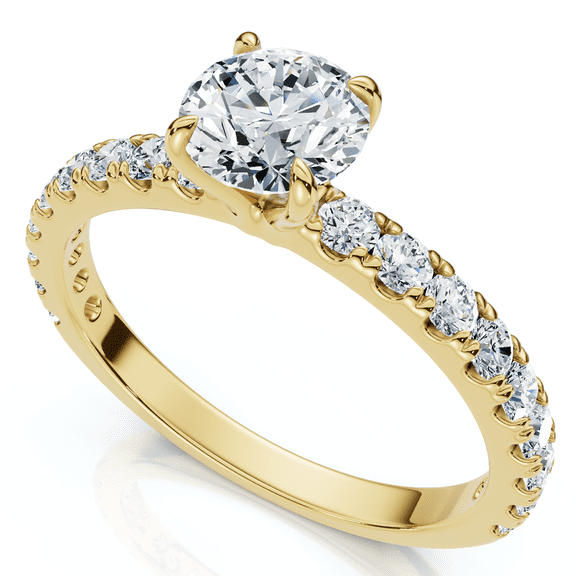 Pompeii 1Ct Pave Diamond Round Cut Engagement Ring Gold Lab Grown (F/G,VS1-VS2)