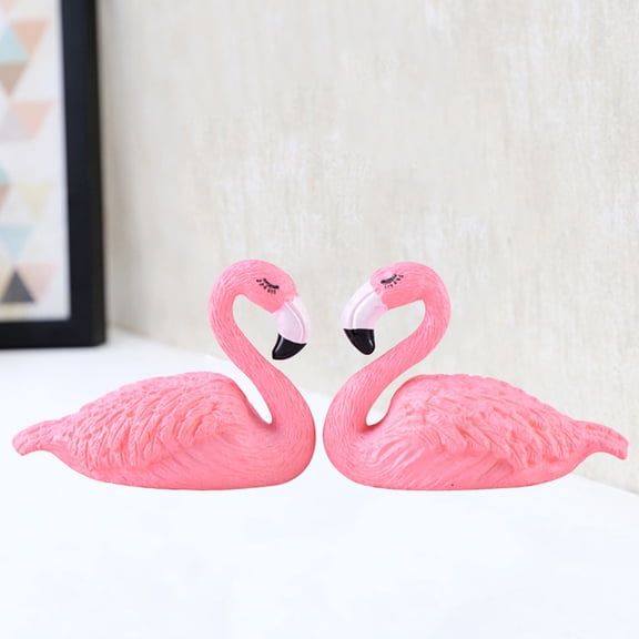 GOOHOCHY 5-Piece Resin Flamingo Cake Decorations Set Cute Ornaments for Birthday Party Dessert Toppers