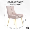 thumbnail image 3 of Foredo Velvet Dining Chair Set of 2, Upholstered Modern Dining Chair with Gold Legs,Side Chair for Dining Room Living Room, Pink, Tufted Back, 3 of 8