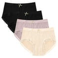 thumbnail image 1 of GigrtiJin Womens Mid Rise Ribbed Underwear Multipack Seamless Lace Panties With Bow Ribbon Breathable Underpants 4 Pack, 1 of 2