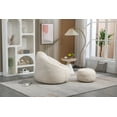 thumbnail image 5 of Bean Bag Chair Sofa w/Foot Stool, Memory Foam Pre-Filled Bean Bag Chairs Stuffed Beanbag Sofa Lazy Bean Bag Sofa for Adults, Teens for Gaming, Reading & Relaxing (Microfiber, Beige), 5 of 9