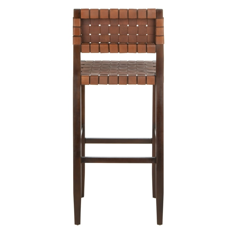SAFAVIEH Paxton Upholstered Woven Leather Barstool with