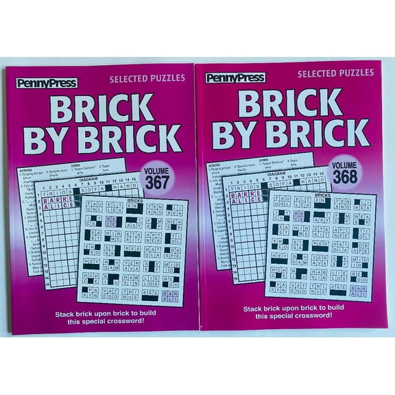 Issues 367 and 368 of the Brick By Brick Crossword Puzzles from the Penny Press Selected Puzzles Variety Series
