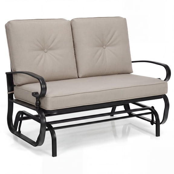 Costway 2-Person Outdoor Swing Glider Chair Bench Loveseat Cushioned Sofa