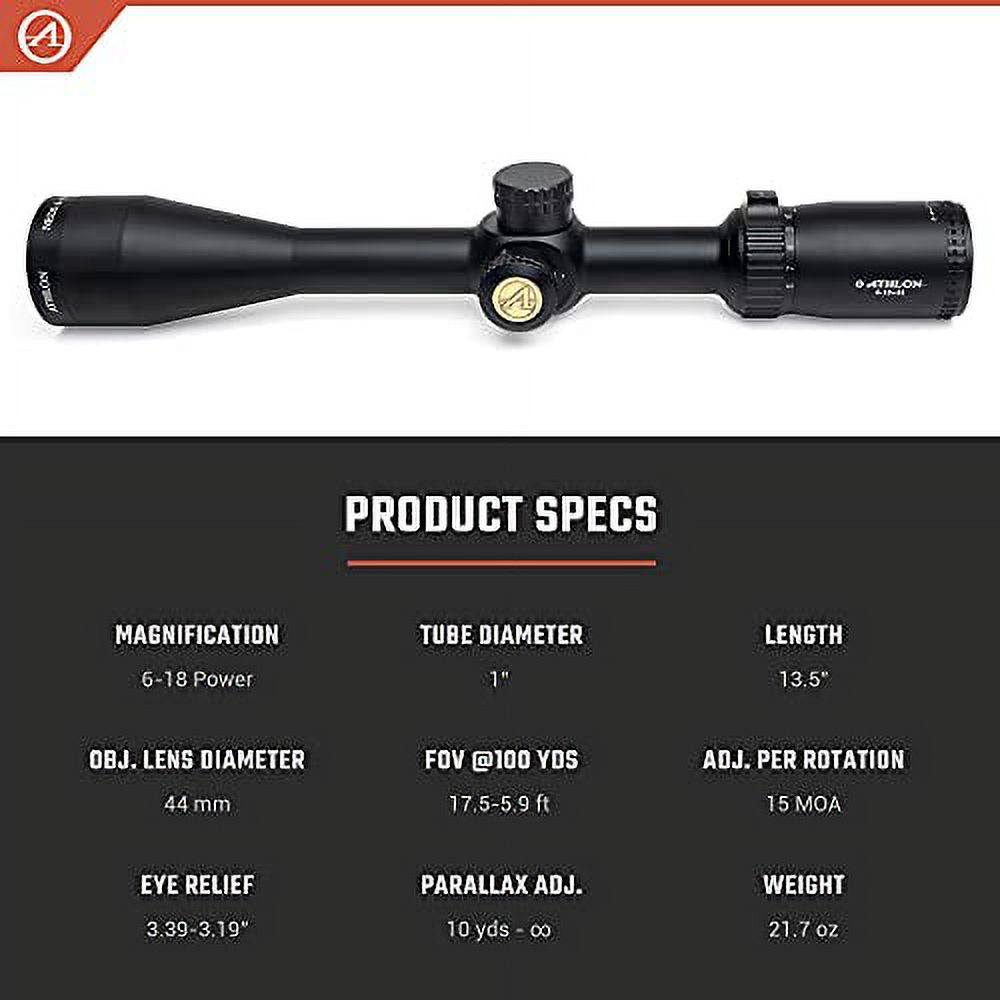Athlon NEOS 6-18x44mm SFP Riflescope w/ Center-X MOA Reticle, Black - 216012