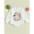 thumbnail image 2 of Liacowi Baby Boys Girls Halloween Romper Letter Pumpkin Ghost Print Long Sleeve Bodysuits 3 6 9 12 Months Newborn Spring Autumn Onesie Infant Halloween Costume, 2 of 9