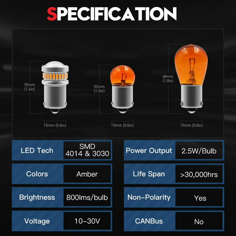 30er SMD LED BAU15s, LEDPY21W, orange, LED Blinker für 21W BAU15s PY21W, LED  Blinker
