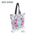 thumbnail image 4 of Open Top Canvas Tote Bag with Zipper Reusable Shopping Bag 13.5x15" Roomy Carryall Elegant Shapes with Flowers, 4 of 9