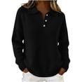 thumbnail image 2 of thefmos Women's Button Front Knit Cardigan VNeck Collared Long Sleeve Loose Fit Solid Color Cozy Sweater Casual Fall Winter Clothes, Black 5XL, 2 of 4