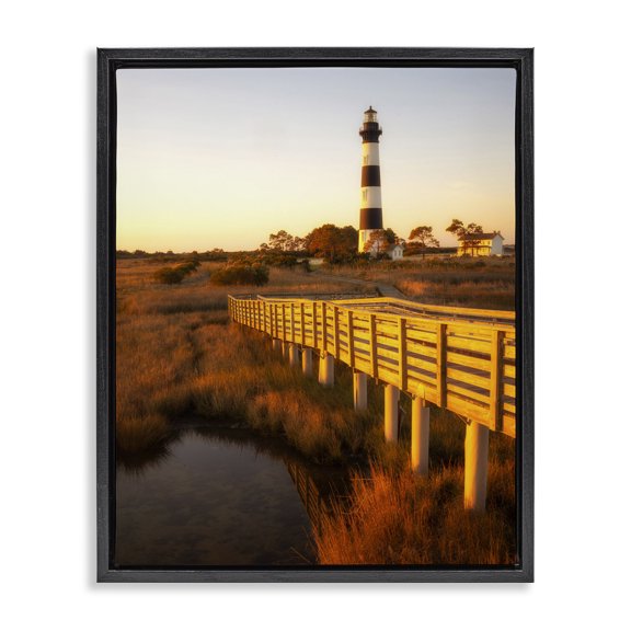 Stupell Industries Traditional Bridge to Lighthouse Black Floating Frame Canvas Art, 17 x 21, by Danny Head