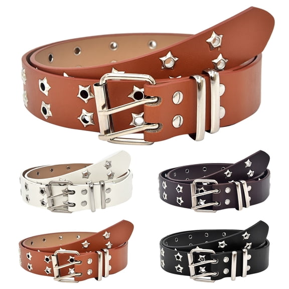 Lumistal Womens Belt Retro Fashion Wide Waist Double Breasted Eyelet Leather Belt for Women Leather Waist Belt Everyday Casual Belt Cool Decorative Pants Belt Streetwear Hip-Hop Staly Coffee One Size