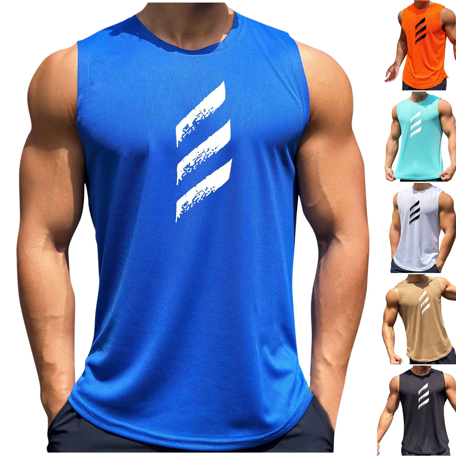 Vetsdori Mens Dry Fit Tank Tops Mesh fabric Summer Athletic T Shirts Sleeveless Muscle,Sport Plain Breathable Round Neck Tanks for Men Workout,L