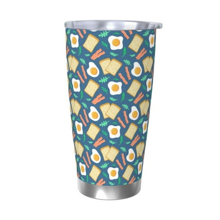 

Salouo Eggs Toast Bacon And Arugula Print 20oz Tumbler with Lid Stainless Steel Vacuum Insulated Tumbler Durable Insulated Coffee Mug Thermal Cup with Splash Proof Sliding Lid-Without Straw