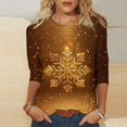 thumbnail image 2 of GA WEIHUA Saving,Women's Tops 3/4 Sleeve Round Neck Christmas Printed Tshirts Cute Tunic Loose Fit Pullover Blouses & Basic Tees(Gold,Large), 2 of 5