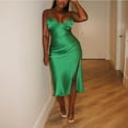 thumbnail image 2 of Vestido de Malla para las Mujeres Sexy Color Sólido Cuello en V sin Mangas Ajustable Eslinga, Hermosa Espalda Oculta Cremallera Vestido de Ventilación, 2 of 9