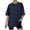 Dark Blue, variant on Summer T-Shirts for Women Casual Solid Color Crew Neck Drop Shoulder Short Sleeve T-Shirts with Letters for Summer Daily Casual Wear