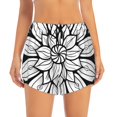 thumbnail image 2 of Vsdgher Mandala Floral Line Art Athletic Shorts for Women, Women's Running Double Layer Shorts, High Waisted Yoga Shorts, Workout Athletic Shorts-, 2 of 7