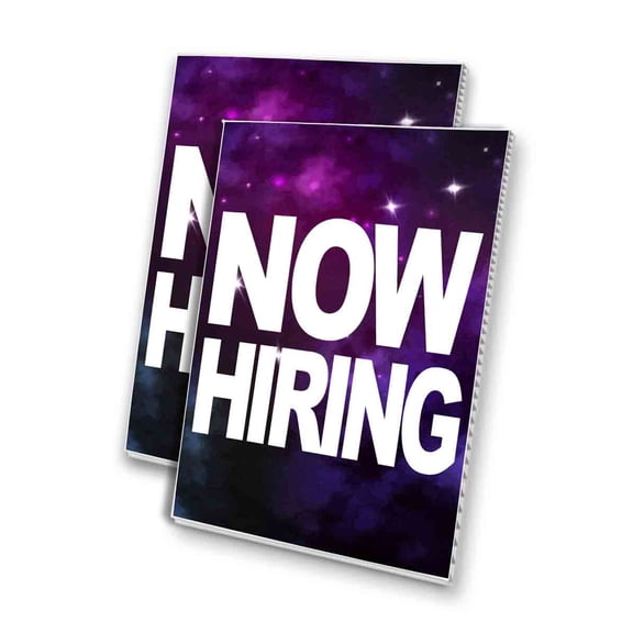 Now Hiring (24" X 36") 4mm Corrugated Plastic Panel, Graphics Applied To 1 Side (Pk of 2)