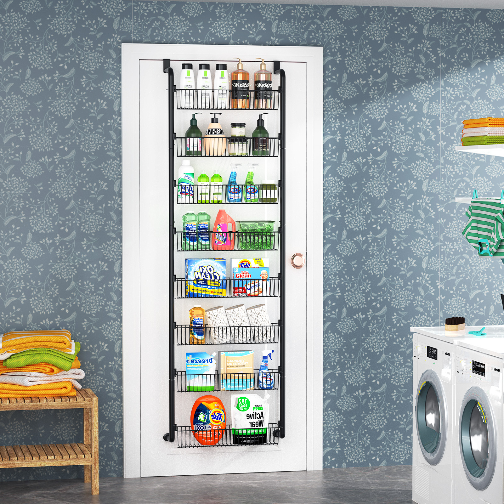 SUNALLY 8-Tier Over-the-Door Pantry Organizer, Black photo 4