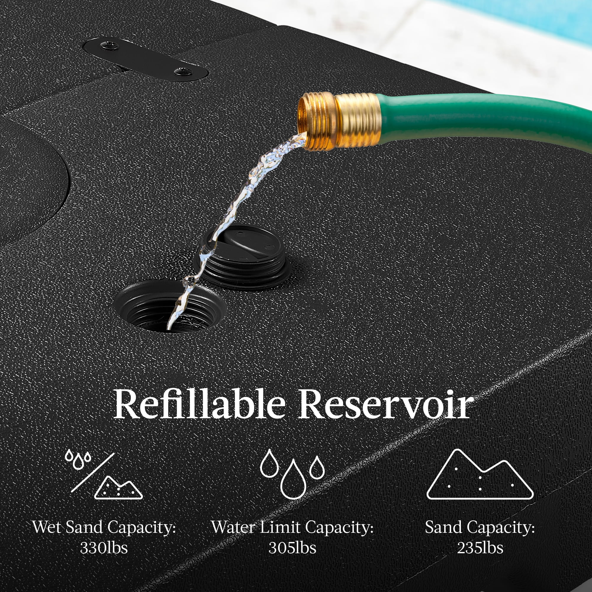 Best Choice Products 330lb Capacity Fillable Heavy-Duty Outdoor Cantilever Umbrella Base w/ Easy-Fill Spouts - Black