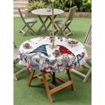thumbnail image 3 of Outdoor Tablecloth with Umbrella Hole and Zipper, Pink Valentine's Day Round Table Cloth 54 Inch Waterproof Tablecloth, Spring Floral Gifts Eucalyptus Leaves Picnic Table Cover for Patio Camping, 3 of 7