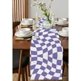 thumbnail image 4 of Table Runner Dresser Scarves 72 Inch Long, Abstract Purple White Checker Linen Dining Table Runners Distortion Aesthetic Tabletop Scarf for Wedding Holiday Party Kitchen, 4 of 7