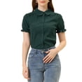 thumbnail image 1 of INSPIRAR CHIC Blusas de Algodón con Cuello Peter Pan y Botones Vintage para Mujeres Chic Verde Oscuro XS, 1 of 6