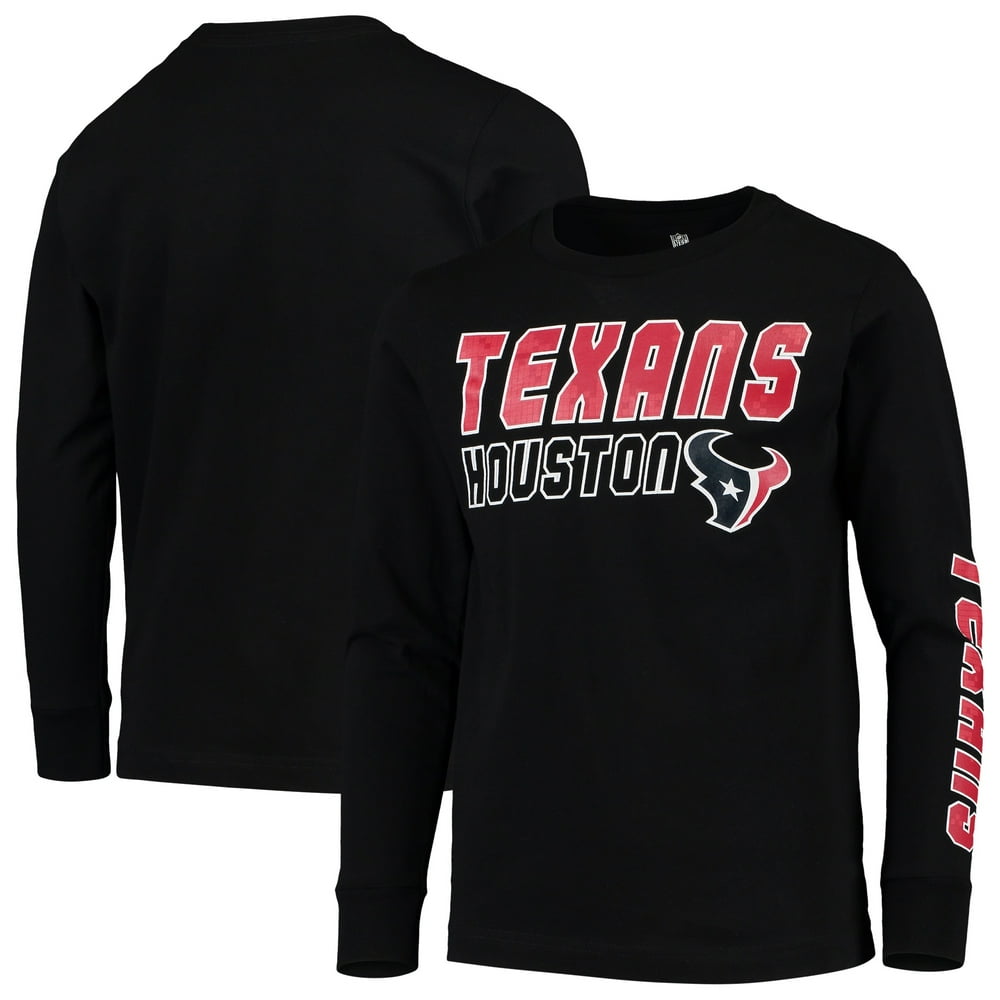 Youth Black Houston Texans Team Sleeve Hit Long Sleeve TShirt