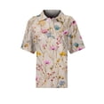 thumbnail image 4 of Womens Plus Size Casual Henley Waffle Knit Button-Up Top Short Sleeve Polo Shirt Hawaiian Shirt, 4 of 5