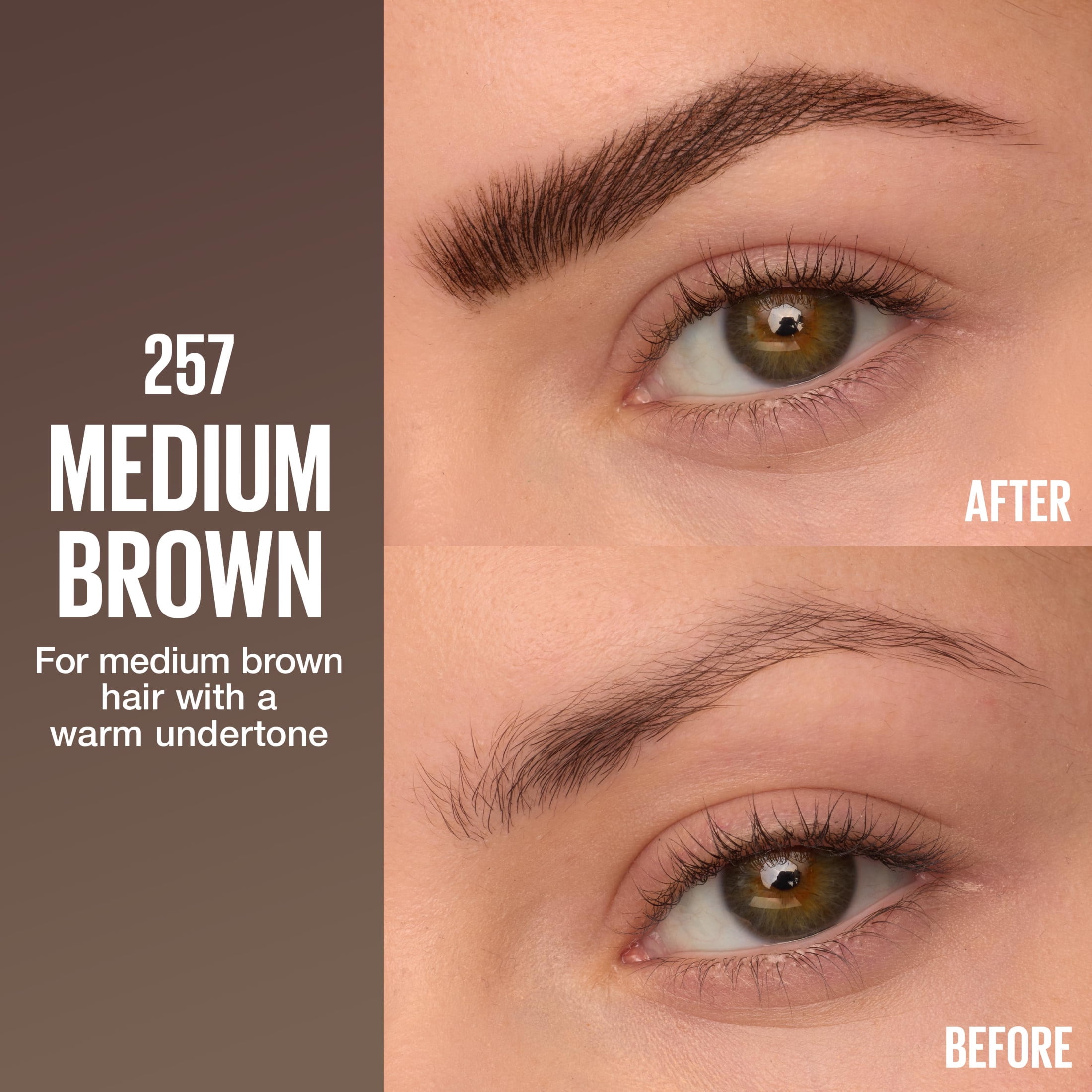 Maybelline Brow Inserts 2-in-1 Eyebrow Pencil and Brow Gel, Medium Brown, 0.04 fl oz