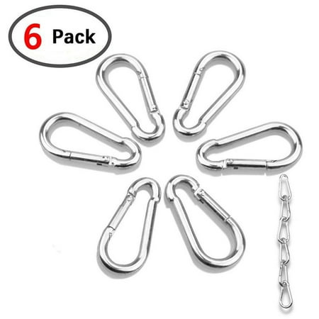 6Pcs Stainless Steel Spring Carabiner Snap Hook Keychain Quick Link Lock Buckle
