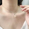 thumbnail image 3 of 14K Gold Chinese Fu Pendant Necklace, Rectangular Natural Jade Charm, Elegant Jewelry Gift for Women, 3 of 5