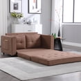 thumbnail image 6 of -in-1 Convertible Futon Sofa Bed: Foldable, Tufted Loveseat with Pull-Out Sleeper, Folding Mattress, Side Pockets in Brown for Living Room, 6 of 14