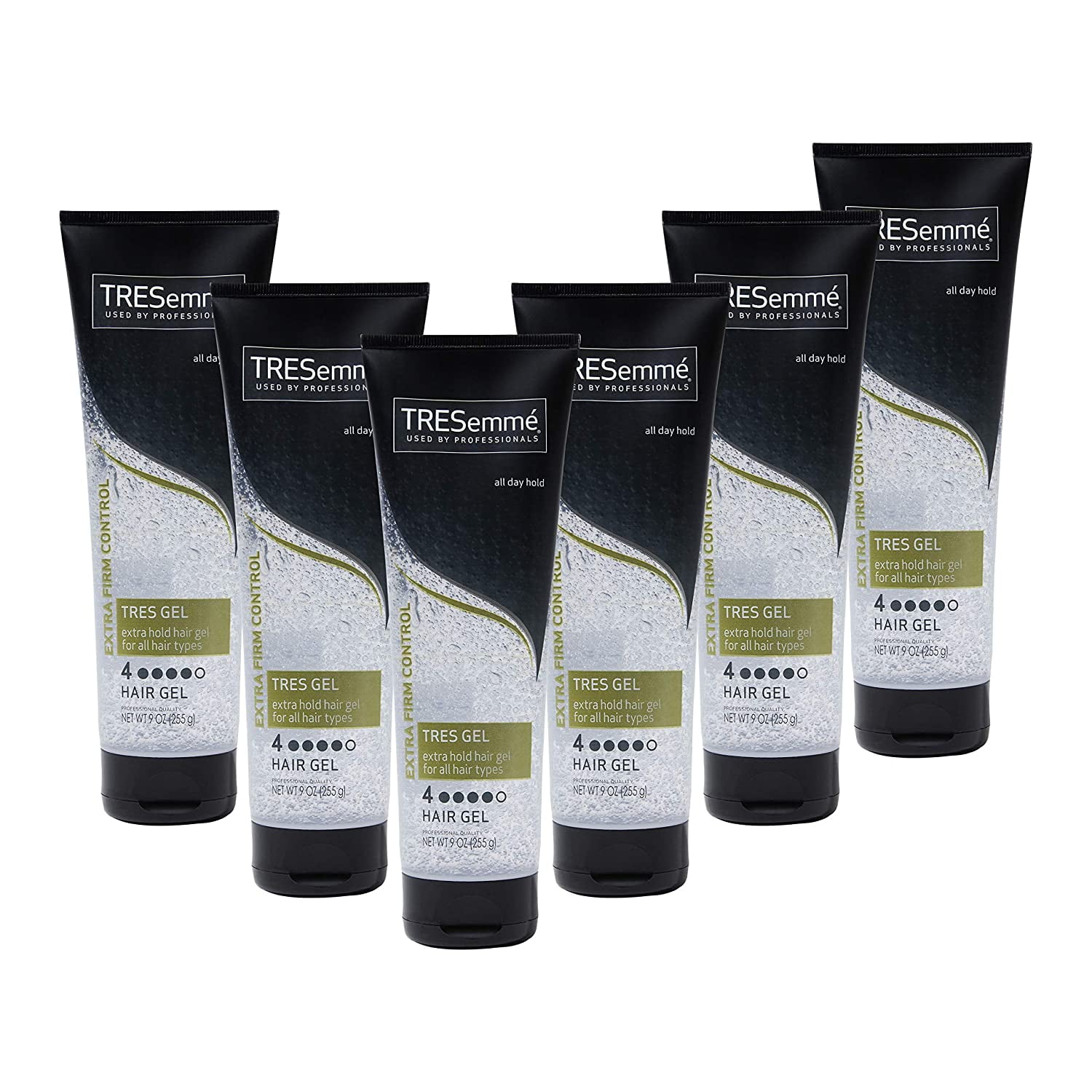 TRES Two Hair Styling Gel, Extra Hold Styling Extra Firm Control Hair Gel  for All Hair Types 9 oz, Pack of 6 