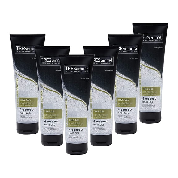 TRES Two Hair Styling Gel, Extra Hold Styling Extra Firm Control Hair Gel for All Hair Types 9 oz, Pack of 6