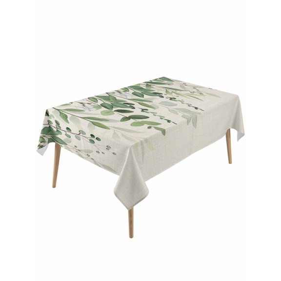 Green Leaves Table Cloth, Waterproof Tablecloth for Rectangle Tables, Summer Botanical Reusable Washable Fabric Table Cover for Restaurant Kitchen Dining Tables 60"x120" Watercolor Weeping Rustic