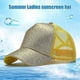 thumbnail image 5 of Ladies Baseball Hat Shiny Powder Hollow Mesh Long Brim Ponytail Hole Adjustable Sunscreen Anti-uv Lightweight Club Party Performance Peaked Cap, 5 of 5