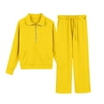 thumbnail image 2 of Zanarzt Toddler Clothes for Girls Clothes 2 Piece Sweatsuit Set Half Zip Sweatshirt Pants Spring Outfits for Teen Girls Yellow,11-12 Years, 2 of 6