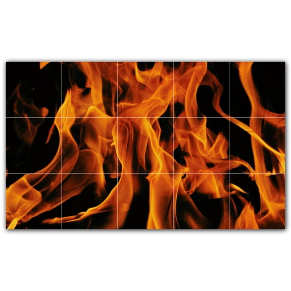 Picture-Tiles.com: Fire Ceramic Tile Wall Mural WAL500606-53M. 30"W x 18"H using (15) 6" x 6" Ceramic Tiles-Satin Finish
