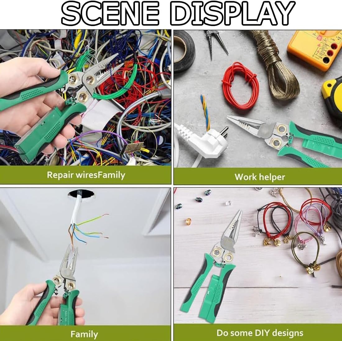 Outdoorfun 8 in 1 Wire Stripper Twister for Cutting and Pulling Wires Cable Scissors, Voltage Tester, Pinzas De Electricidad, Multi-function Electric Wire Stripping Tool
