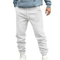 thumbnail image 1 of Pantalones largos para hombre, lisos, a la moda, informales, con bolsillos, cintura elástica, pantalones largos, pantalones deportivos, pantalones de poliéster para hombre., 1 of 5