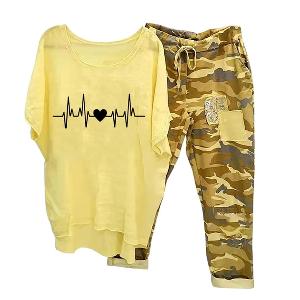 Puntoco Conjunto de camisa y pantalones con cuello redondo y media manga para mujer Puntoco Puntoco-603