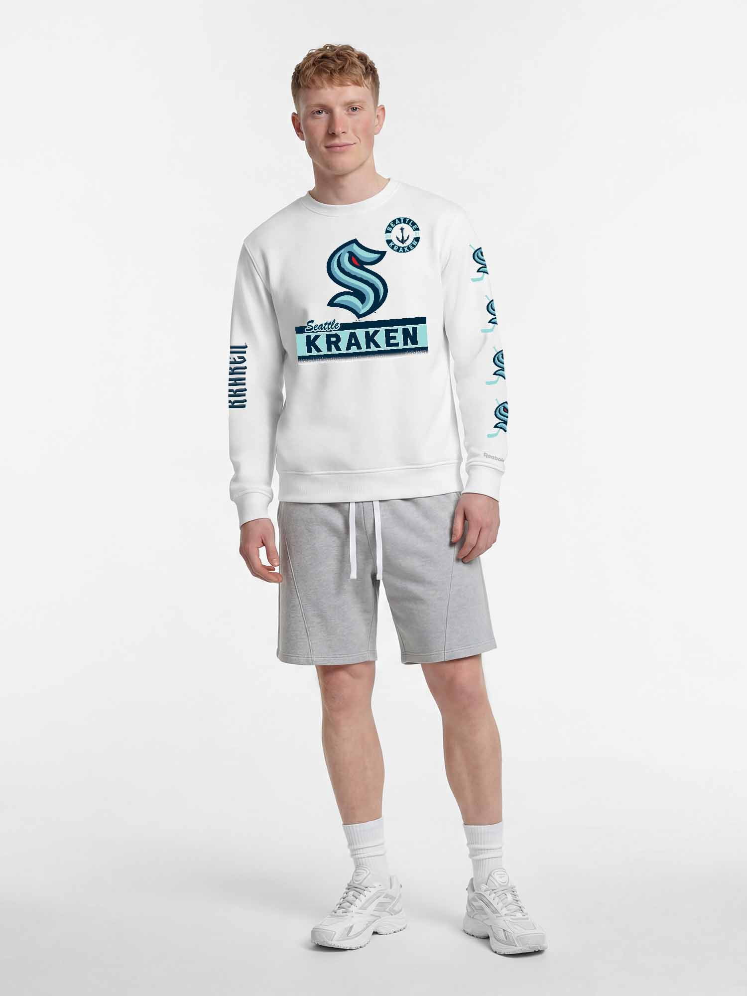 Seattle Kraken Reebok Mens White Crew Sweatshirt