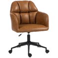 thumbnail image 1 of HOMCOM Chaise de Bureau Pivotante, Chaise de Bureau à Hauteur Réglable, Brun, 1 of 10