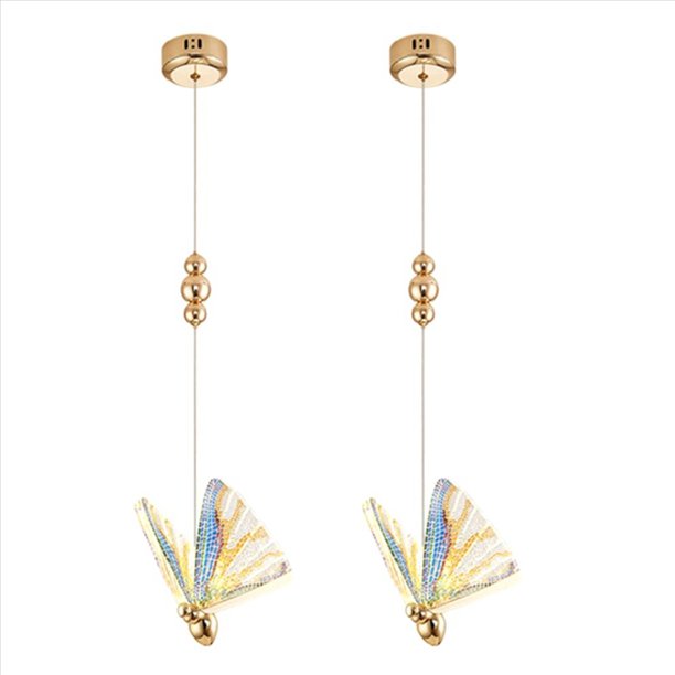 2X Luces Colgantes Modelo de Mariposa Lámparas de Araña Lámpara Iluminación Interior Decoración del Hogar Barra de Noche Lámpara de Araña Escalera Dúplex Ins,B