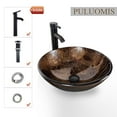 thumbnail image 7 of PULUOMIS Vessel Sink and Faucet Combo Bath Sinks with Mounting Ring and Pop Up Drain Round Bowl Basin Brown, 7 of 7