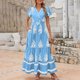 thumbnail image 4 of Vestido Corto para las Mujeres Impresión de Verano Bolsillo Manga Corta Vestido de Playa Fluyente, 200D Tela de Cuatro Lados para Viajes, Fiesta Y Uso Casual Diario, 4 of 8