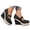 Black, variant on Women's Denim Wedge Heel Shoes, Round Toe Buckle Platform Espadrille, Casual Closed Toe Heels for All-Day Wear, Versatile Fashion Footwear for Spring Summer(Black/38)